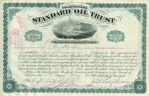 Standard Oil Trust issued to Geo H. Lincoln and signed by John D. Rockefeller and Henry M. Flagler - Stock Certificate